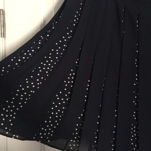 Banana Republic Navy Blue Pleated Polka Dot Skirt